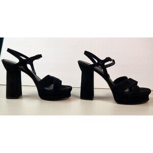 Ferragamo Sonya Size 9 Suede Platform Ankle Strap Criss Cross High Heel Sandals